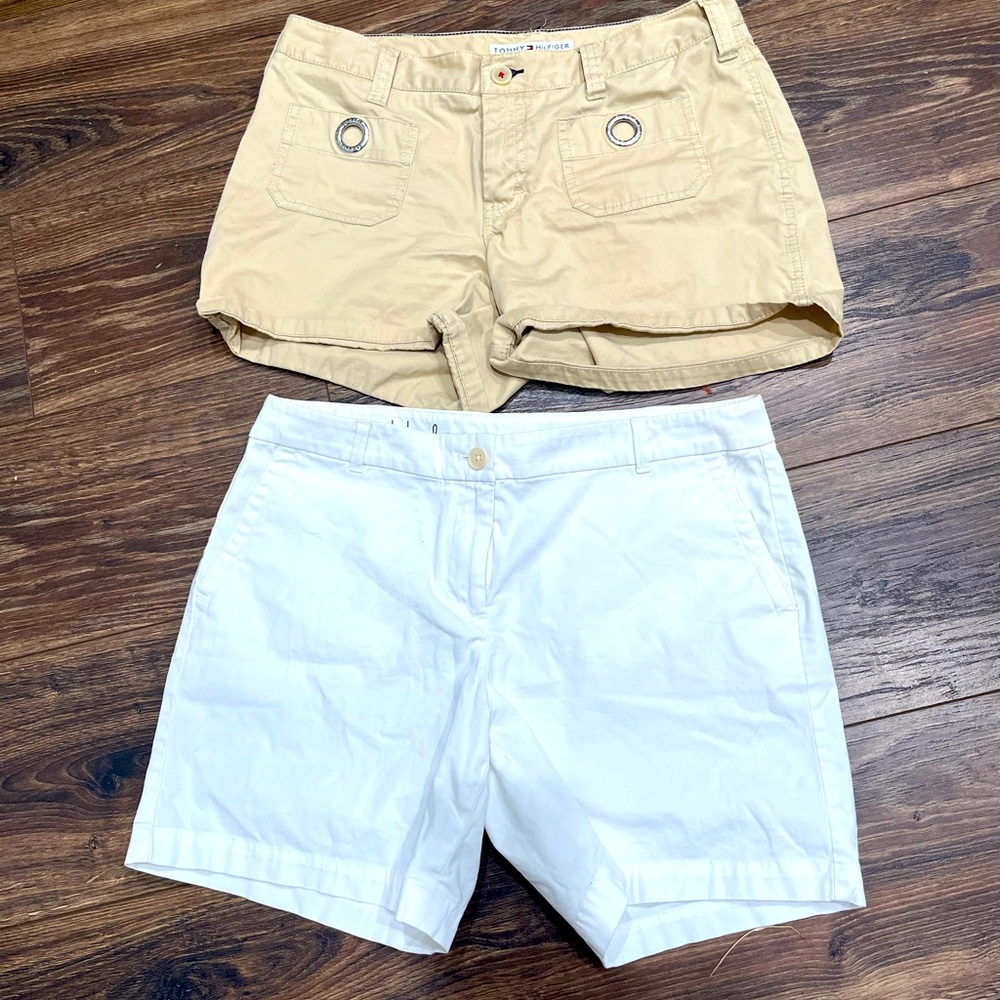Tommy Hilfiger khaki shorts 8 with front pockets and Talbots weekend shorts 8P